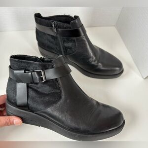 GRAVITY DEFYER Calf Hair Buckle Leather Ankle Boots Booties Size 7.5